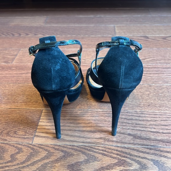 Gucci Black Suede Criss Cross Strappy Platform Sandal Pumps - Picture 4 of 6